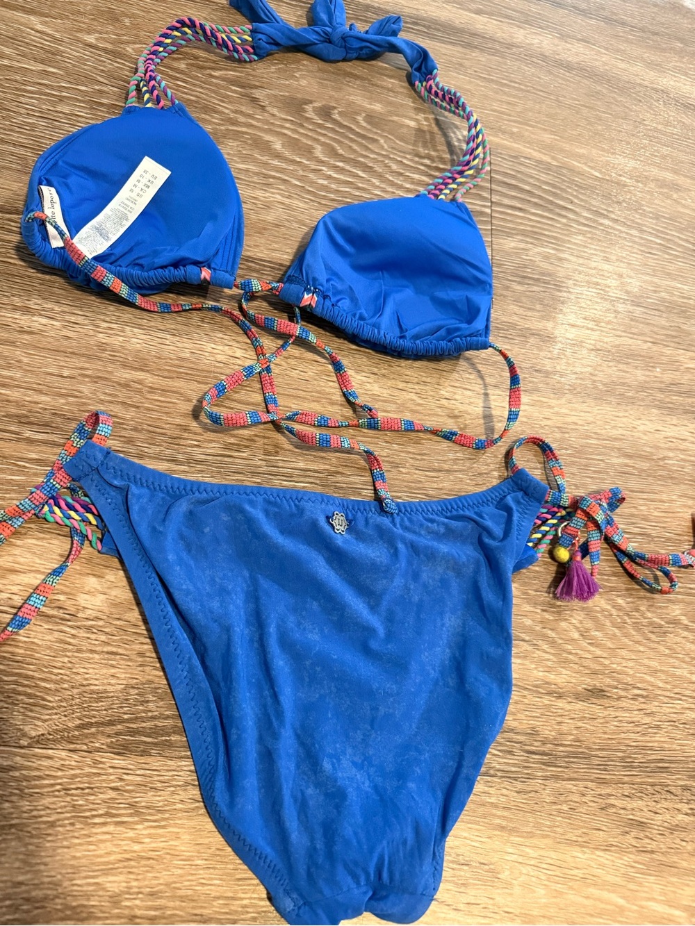 Nanette Lepore Blue Bikini with Multicolor Trim - Picture 2 of 5